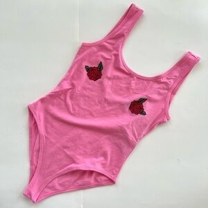 Forever 21 Pink with Roses Bodysuit  Swimsuit  New Size Small